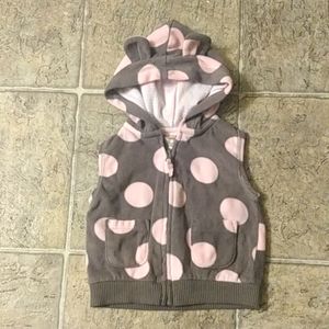 Carter's Polka Dot Fleece Hooded Vest with Ears - Sz 6m
